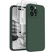 FireNova Designed for iPhone 15 Pro Case, Silicone Upgraded [Camera Protection] Phone Case with [2 Screen Protectors], Soft Anti-Scratch Microfiber Lining Inside, 6.1 inch, Alpine Green
