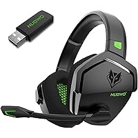 NUBWO G06 Dual Wireless Gaming Headset with Microphone for PS5, PS4, PC, Mobile, Switch: 2.4GHz Wireless + Bluetooth - 100 Hr Battery - 50mm Drivers - Green