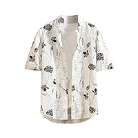 Men's Causal Summer Floral Print Hawaiian Shirt Short Sleeve Button Down Tropical Beach Shirts Holiday Resort Tops