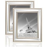 8x10 2 Pack Mirror Photo Frames Sets for Wall Pictures Decor or Table Stand