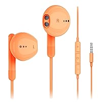 Wired Earbuds with Microphone, Wired Earphones in-Ear Headphones HiFi Stereo, Powerful Bass and Crystal Clear Audio, Compatible with iPhone, Android, Computer Most with 3.5mm Jack(Orange)