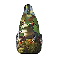 Peace Frog Tree Print Cross Chest Bag Sling Backpack Crossbody Shoulder Bag Travel Hiking Daypack Unisex