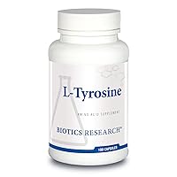 L Tyrosine 500 Milligram, Mood and Memory Support, Supports Overall Relaxation Response, Supports Thyroid Function. 100 Capsules