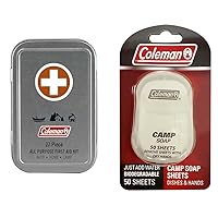 Coleman All Purpose Mini First Aid Kit - 27 Pieces & Camp Soap Sheets Dispenser - Portable Hand and Dish Soap for Traveling, Camping