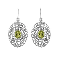 7X5MM Oval Shape 1.30ct Multi Gemstone 925 Sterling Silver Filigree Teardrop Women Earrings Jewelry