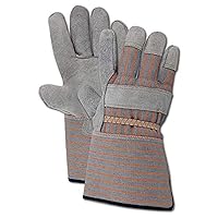 MAGID TG625E DuraMaster Select Cow Split Leather Palm w/PE Cuff, Large, Gray, Large (Pack of 12)