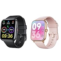 ENOMIR 2 Pack Smart Watch （W19 Pink and ID208 Black） Bundle