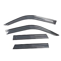 IKON MOTORSPORTS Tape On Window Visors Compatible with 2021-2024 Ford Bronco Sport, Factory Style Acrylic Black Rain Guards, Side Window Wind Deflectors 4PCS