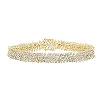 The Diamond Deal 10kt Yellow Gold Womens Round Diamond Fashion Bracelet 7-1/5 Cttw