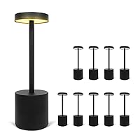 10 Pack - Black Rechargeable Cordless Table Lamps, Portable LED Desk Lamps, Dimming 5000mAh Rechargeable Battery Powered LED Lighting for Restaurant,Bar, Bedroom, Outdoor, Party