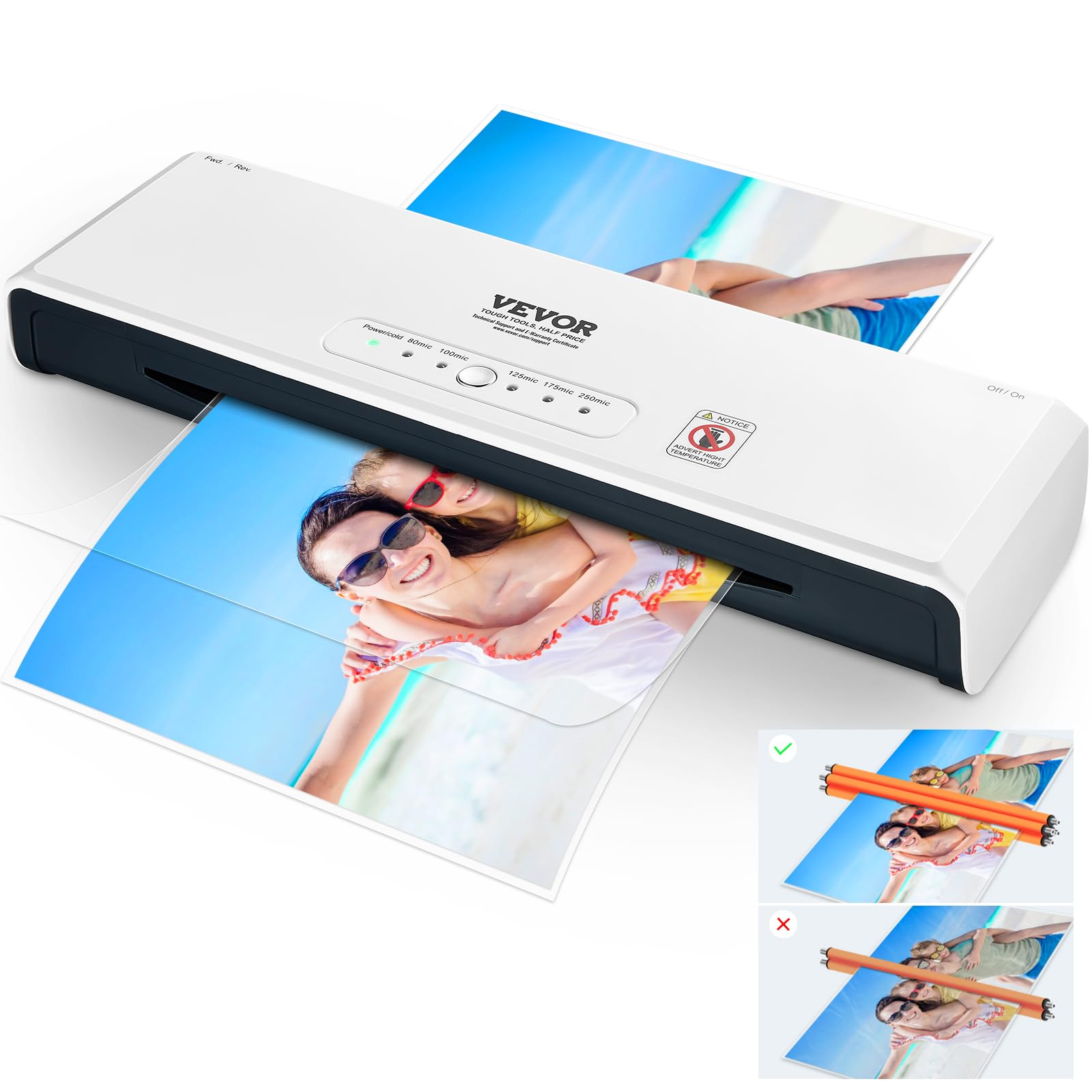 VEVOR Laminator, 13-inch Laminating Machine, 4 Rollers Hot and Cold Thermal Laminator, Quick Warm-up, Fast Laminating Machine with 3 mil Lamination Films for Home, Office, School
