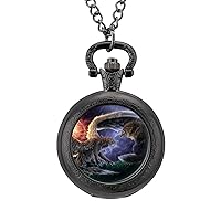 Wolf with Wings Pocket Watch with Chain Vintage Pocket Watches Pendant Necklace Birthday Xmas