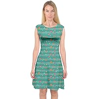 PattyCandy Womens Vintage Butterfly Floral Stylish Capsleeve Midi Dress,XS-3XL