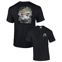 Fishing Short Sleeve T-Shirt Jumping Rainbow Trout-Black-Large