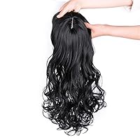 Wave Hair Topper with Bangs Clip in Hair Topper Replacement Hair Piece Synthetic Hair Topper for Women with thinning Hair 24