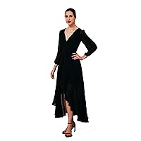 Women's Chiffon V-Neck Evening Dress Short Prom Dress Gowns with Sleeves
