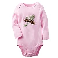 Babies Nature Pine Cone Pattern Rompers, Newborn Baby Bodysuits, Infant Jumpsuits, 0-24 Months Kids Long Outfits