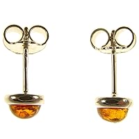 BALTIC AMBER AND STERLING SILVER 925 DESIGNER COGNAC STUD EARRINGS JEWELLERY JEWELRY