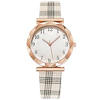 Women Plaid Strap Watch, Fashion Retro Ladies Luminous Watch Quartz Watch Analog Wrist Watch, Gift for Mother, Wife and Friends