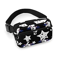 Music Note Wings Fanny Pack Adjustable Bum Bag Crossbody Double Layer Waist Bag for Halloween