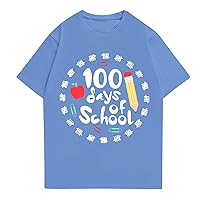 100 Days of School Costume Women Letter Print Graphic Tee 100 Days of School Shirt Teacher Gift Tops Comfy Tee