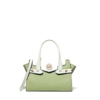 Michael Kors Carmen Medium Color-Block Faux Saffiano Leather Belted Satchel (light Sage Multi)