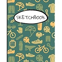 Sketchbook: Practice How To Draw Workbook, 8.5 x 11 Large Blank Pages For Sketching, Classroom Edition Sketchbook For Kids, Journal And Sketch Pad For Drawing - Funky bicycle Pattern