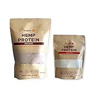 Hemp Vegan Protein Powder for Heart and Brain Health, Easy to Digest Plant Protein for Muscle Building and Recovery, 9 Essential Amino Acids, (Unflavored 40oz and Chocolate 10oz)
