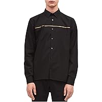 Calvin Klein Mens Metallic Stripe Button Up Shirt, Black, XX-Large