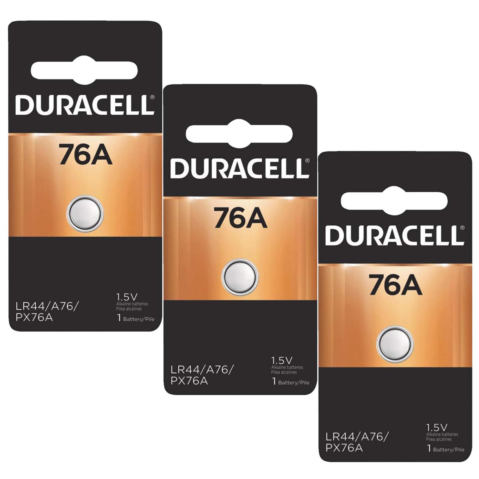 3x Duracell 76A 1.5V Alkaline Battery Replacement LR44,CR44,SR44,AG13,A76,PX76