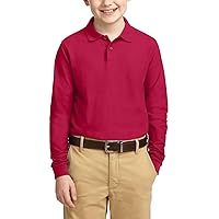 Youth Long Sleeve Polo Shirts for Boys Silk Touch Casual Lightweight Polo Polo Tee Shirts for Boys