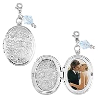 SUPERFINDINGS Bouquet Locket Photo Charms Wedding Bouquet Picture Frame Bouquet Charms Oval 316 Stainless Steel Bride Photo Charms for Bridal Engagement Flower Decorations