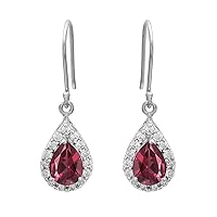 0.75 CT Pear Shape Dangle Earrings 925 Sterling Silver Rhodium Plated Handmade Jewelry Gift for Women