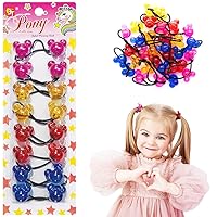 8 Pcs Hair Ties Baby Mouse Ponytail Holders Twinbead Bubble Balls Hair Accessories for Girls Kids Toddler (Pink/Yellow/Red/Blue)