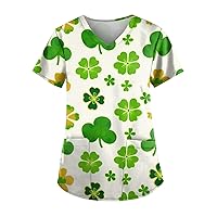Womens Shirts St Patricks Day Scrubs Short Sleeve Plus Size Scrubs for Women 4X-5X Set Stretch with Big Pockets