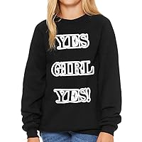Yes Girl Yes Kids' Raglan Sweatshirt - Girl Power Sponge Fleece Sweatshirt - Feminism Sweatshirt