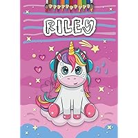 Riley: Personalized Coloring Book for Riley | Theme: Unicorn | Birthday gift for girl, daughter ... | Ages: 4-8 | 25 unicorn designs with name Riley, Large size A4 (ca. 8.5 x 11 inches)