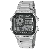 Casio - AE-1200WHD-1A - Sports - Men's Watch - Digital Quartz - LCD Dial - Grey Steel Strap