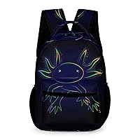 Stylized Rainbow Axolotl Backpacks for Boys and Girls Lightweight 16 Inch Backpacks Personalized Bags for Kids Gift