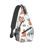 Brown Sloth Print Trendy Casual Daypack Versatile Crossbody Backpack Shoulder Bag Fashionable Chest Bag