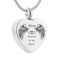 Always in My Heart mom Urn Heart Pendant Ashes Jewelry Memorial Keeplace Necklace Stainless Steel Silver