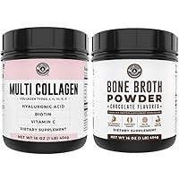 Chocolate Bone Broth and Multi Collagen Powder for Joint, Hair, Skin, and Nails Support
