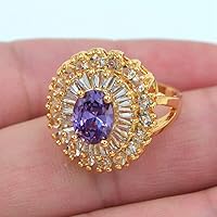 18K Yellow Gold Filled Women Purple Topaz Amethyst Gems Luxury Wedding Ring (7)
