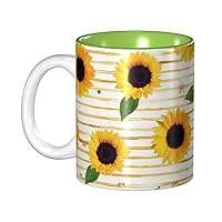 Sunflower Pattern Print Ceramic Coffee Mugs Tea Cup 11.5 Oz Handmade Cup Camper Mug For Men Women
