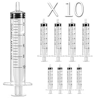 10 Pack 10ml Syringe Without Needle for Liquid, Food Droppers, Scientific Labs, and General Dispensing - Multiple Uses Oral 10cc Syringe Luer Lock & Individually Sealed