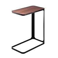 Home Small Metal and Wood Bedside Compact Side Table for Modern Living Room - Narrow C Shaped Slim End Table Steel One Size Black