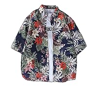 Hip Hop Summer Men' Shirt Casual Loose Popular Beach Holiday Floral Print Short Sleeve Tops Unisex