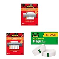 Scotch Thermal Laminating Pouches, 200- Count-Pack of 1, 8.9 x 11.4 Inches, Letter Size Sheets, Clear, 3-Mil (TP3854-200) & Scotch Thermal Laminating Pouches & Scotch Magic Tape, 6 Rolls