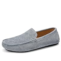 Mens Fashion Casual Summer Breathable Suede Leather Driving Loafers Shoes