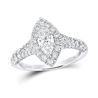 The Diamond Deal 14kt White Gold Marquise Diamond Halo Bridal Wedding Engagement Ring 1-1/4 Cttw